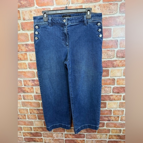 Talbots Denim - crop Sailor nautical Dark Blue High-Rise old money wide leg denim sz 10 Talbots